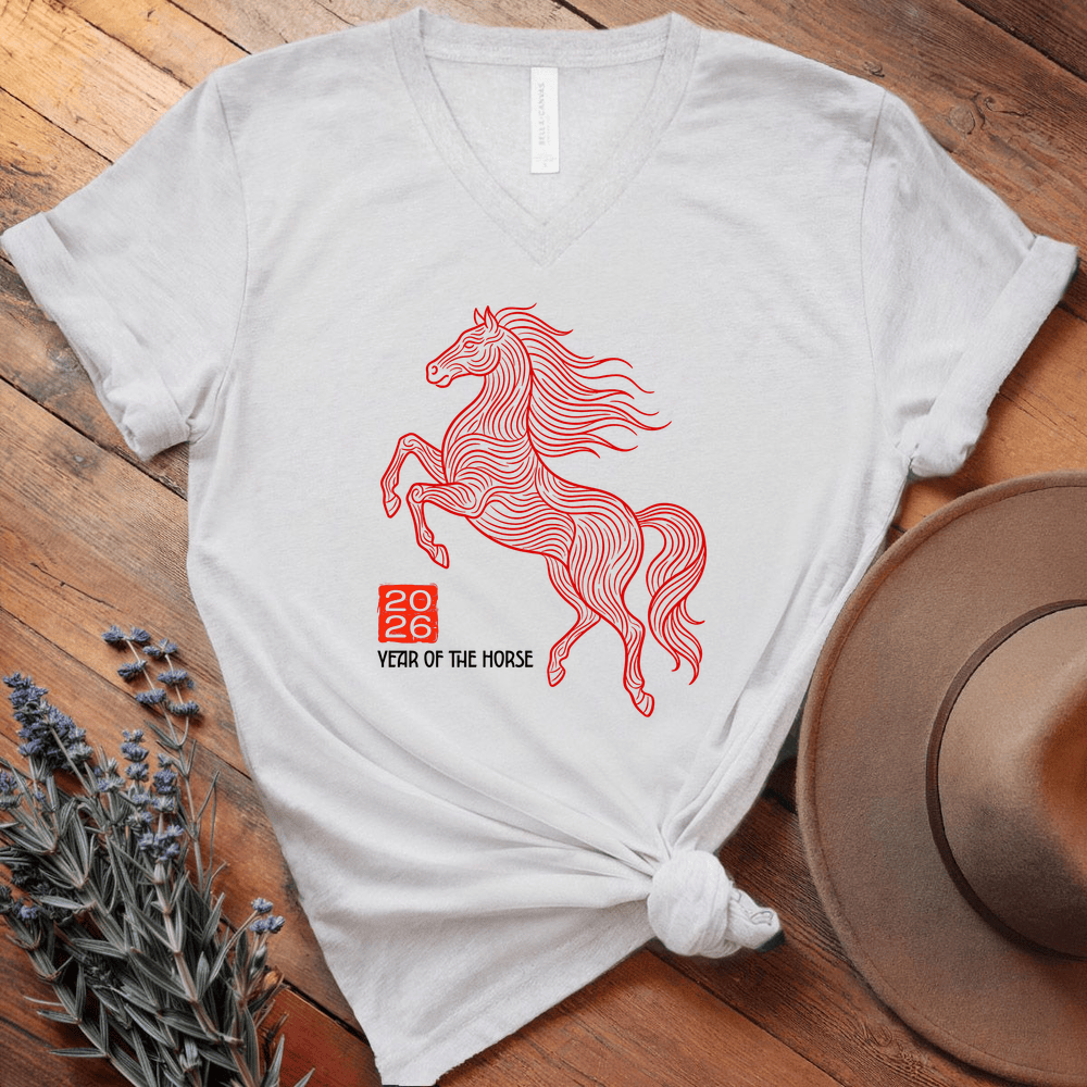 Year Of The Horse 7 - V-neck - White
