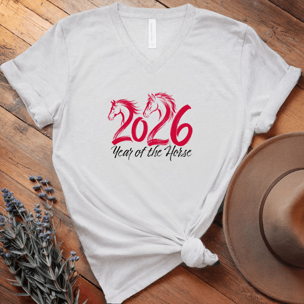 Year Of The Horse 2 - V-neck - White