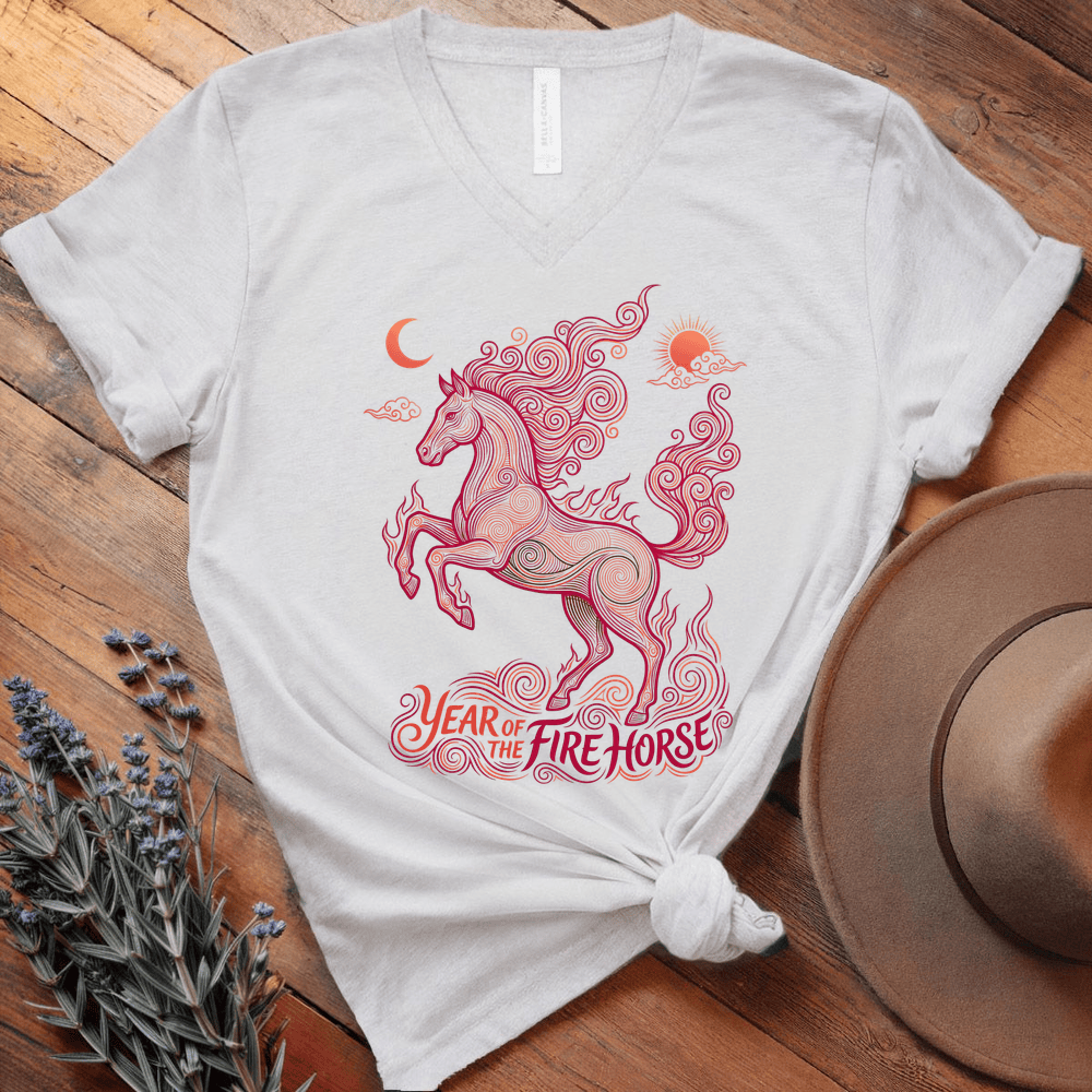 Year Of The Fire Horse 11 - V-neck - White