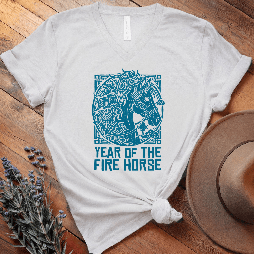 Year Of The Fire Horse 9 - V-neck - White