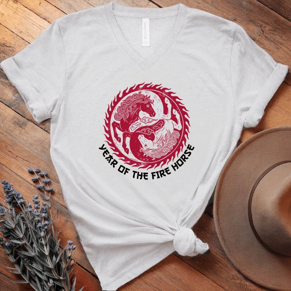 Year Of The Fire Horse 7 - V-neck - White