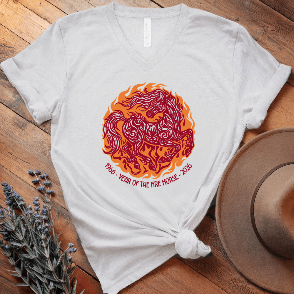 Year Of The Fire Horse 5 - V-neck - White
