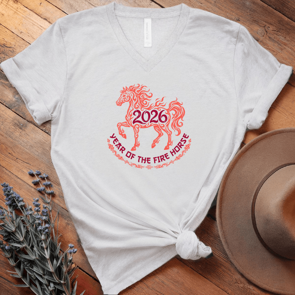 Year Of The Fire Horse 4 - V-neck - White