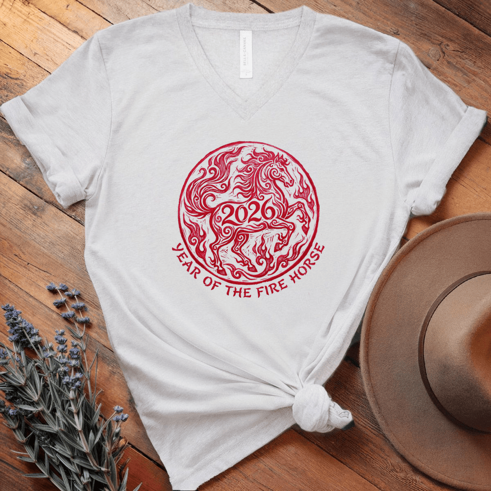 Year Of The Fire Horse 2 - V-neck - White