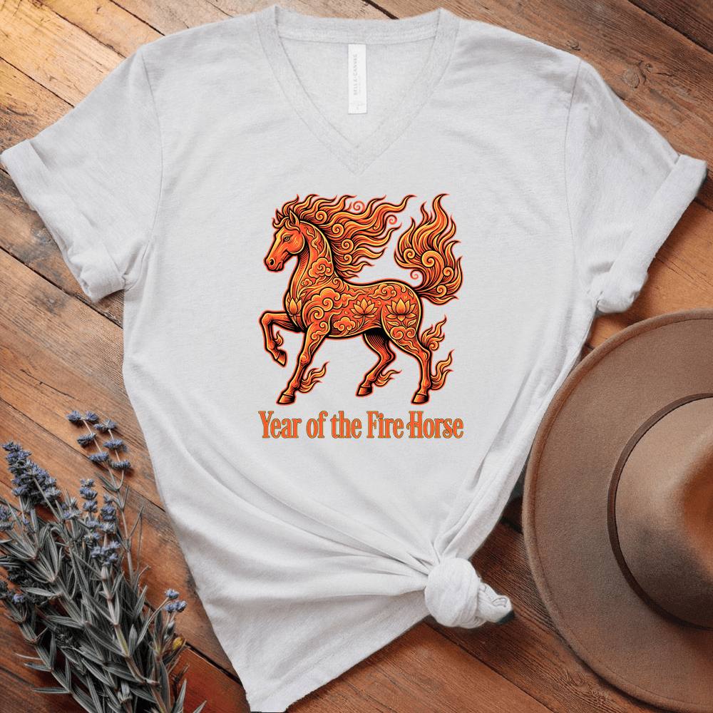 Year Of The Fire Horse 10 - V-neck - White