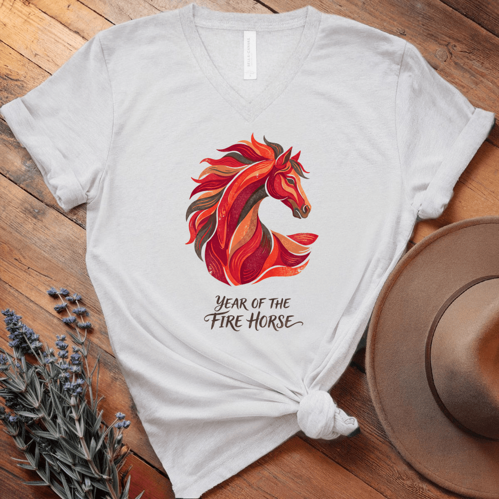 Year Of The Fire Horse 6 - V-neck - White